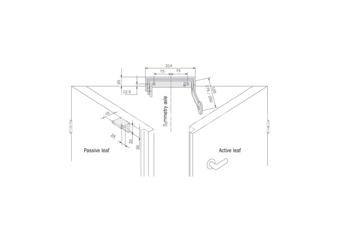 Координатор закривання дверей ISEO SP 81 SILVER довжина 125 мм
