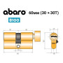 Дверний циліндр ABARO B100 30/30 ключ/вороток 60 мм полірована латунь