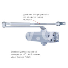 Доводчик дверний RYOBI D 2005 STD з ножицями сірий